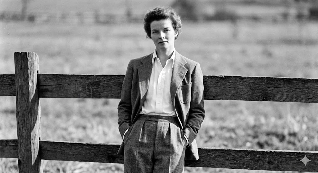9. Katharine Hepburn
Tarzı: Maskülen, rahat, 'tomboy' ve bağımsız.
Neyle Ünlendi: Hollywood'un altın çağında elbiseleri reddedip pantolon giyen ilk kadın yıldızlardan biri oldu. Geniş kesim pantolonları, düğmeli erkek gömlekleri ve düz ayakkabılarıyla, kadın modasında konforun ve gücün öncüsü oldu. Tarzı, toplumsal cinsiyet rollerine bir başkaldırıydı.