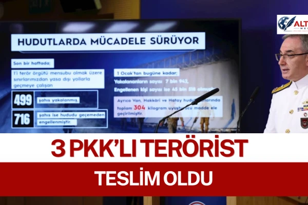 MSB: 3 PKK’lı Terörist Teslim Oldu